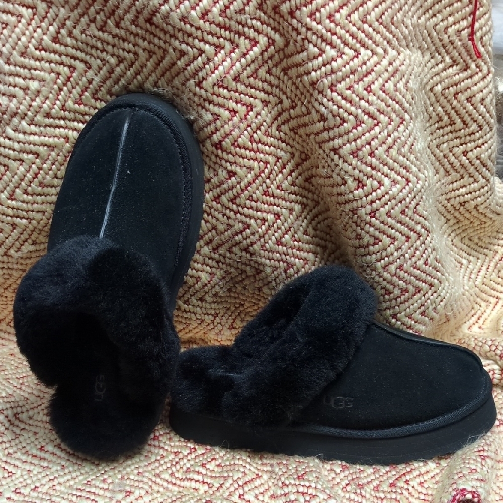 UGG Black Shearling Slip-Ons